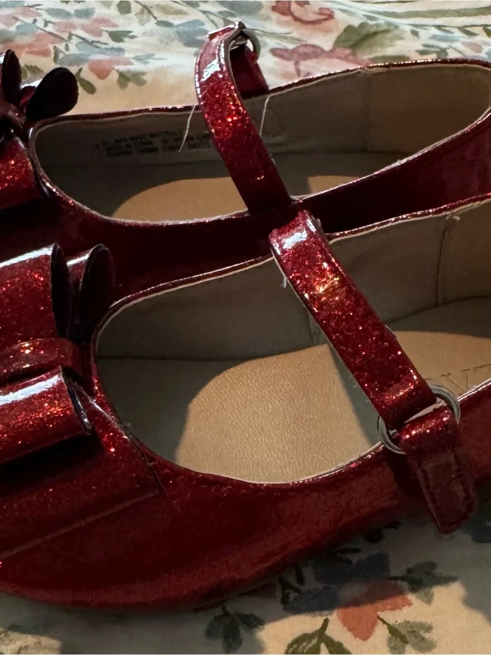 The Children's Place Red Glitter Bow Mary Jane Shoes